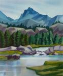 Sawtooth Mtns., 13 x 9", watercolor on Arches 140# w/c paper